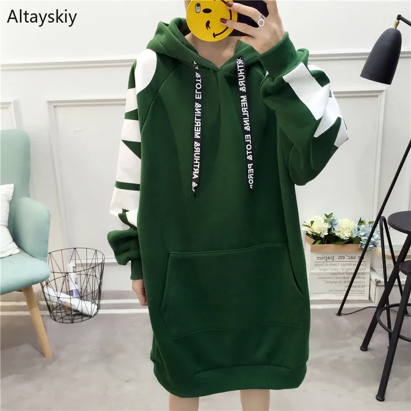 

Hoodies Women Letter Printed Hooded Long Soft Plus Velvet Warm Soft Daily Pullovers Womens Trendy High Quality Sweatshirts Chic