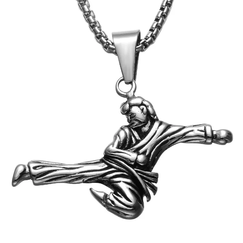 

Hiphop/Rock Fashion Kung Fu Pendant Necklace Silver colour 316L Stainless Steel Judo Sports wind Jewelry