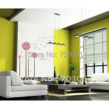 

wall sticker pastoral plane plant wall stickers removable tile wall sticker Flowering tree promotional PVC wall stickers