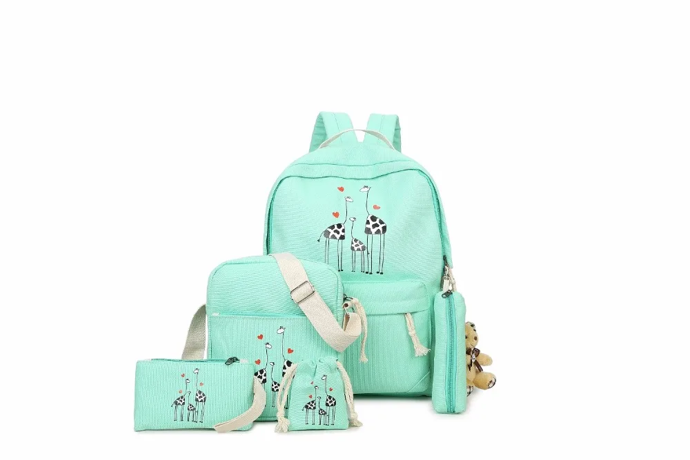 6 шт./компл. рюкзаки мультфильм печати рюкзак школьная сумка для девочек рюкзак мило Холст Школьные сумки для подростков Для женщин студентов мешок детей большого размера