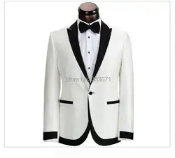 2017 горячий белый черный One Button Жених Смокинги для женихов Best Man Пик нагрудные дружки Для мужчин Нарядные Костюмы для свадьбы жених (куртка +