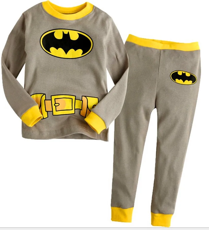 Новое поступление; костюмы; Пижама «Супермен» для маленьких мальчиков; детские пижамы; детская одежда для сна с принтом; пижамы; комплекты одежды с героями мультфильмов - Цвет: Темно-серый