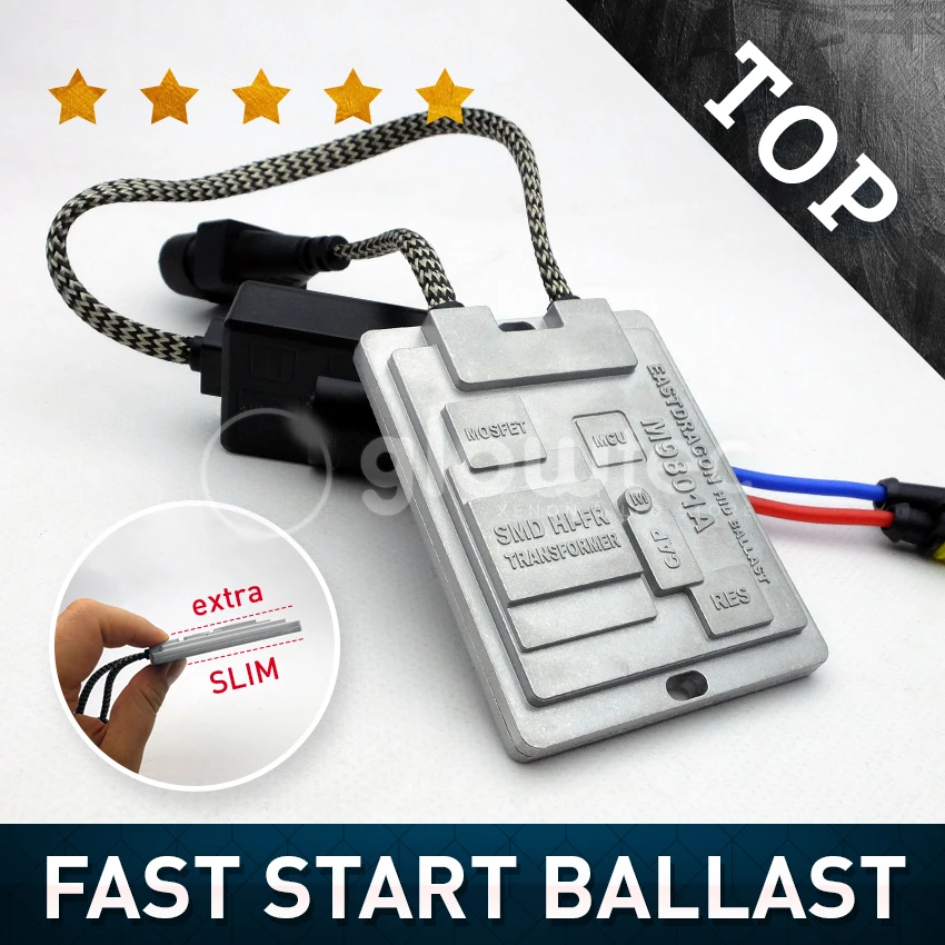 

1pc 35W FAST START HID Slim Ballast Replacement For Xenon Headlight 12v H1 H3 H4 H7 H9 H10 H11 H13 9004 9005 9006 GLOWTEC