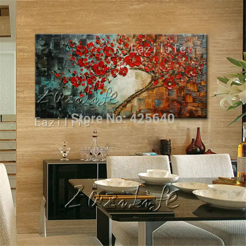 Baum rot gold blume Malerei hand bemalte leinwand ölgemälde 3D ... Baum rot gold blume Malerei hand bemalte leinwand ölgemälde 3D ...