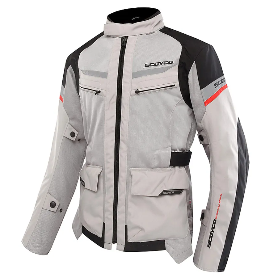 SCOYCO Защитная мотоциклетная куртка брюки костюм светоотражающий дышащий ударопрочный на дальние расстояния туристический костюм для мотокросса JK60/P046 - Цвет: gray jacket