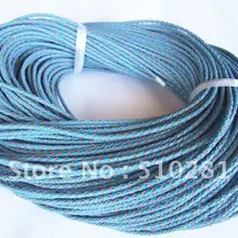 Высококачественный 100 метр/рулон 3 мм синий плетеный geunine кожаный шнур круглый кожаный шнур