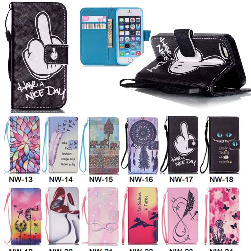

for apple iphone 5 5s With Hand Strap Stand Book Style Wallet Cover Leather Case Stand Style Flip Leather Phone Cover