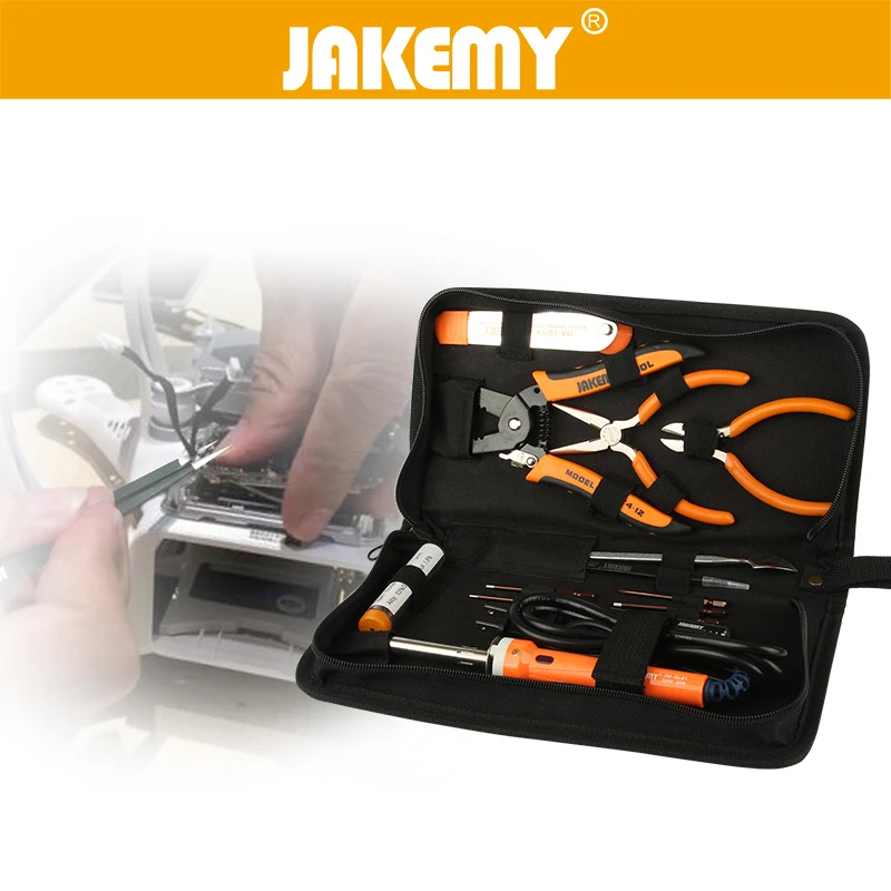 JAKEMY 14 in 1 Repair Opening Tools Set For Helicopter UAV Glider Model Electric Soldering Iron Screwdriver Wire Stripper Pliers