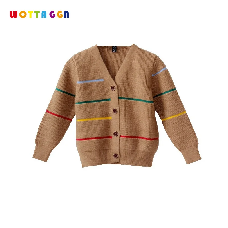 

WOTTAGGA 2018 Cardigan Boys Autumn Long Sleeve Fashion New Knitted Sweater Stripes Kids Clothing 3-7Y