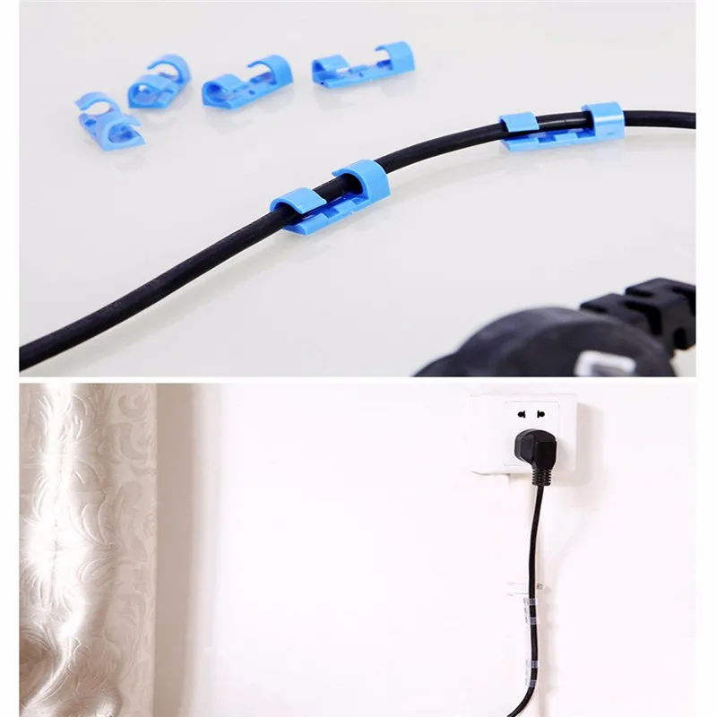 

Hot Sale 20pcs/lots Cable Holders Storage Wire Collector USB Cable Winder Car Clip Earphones Cable Organizer Management