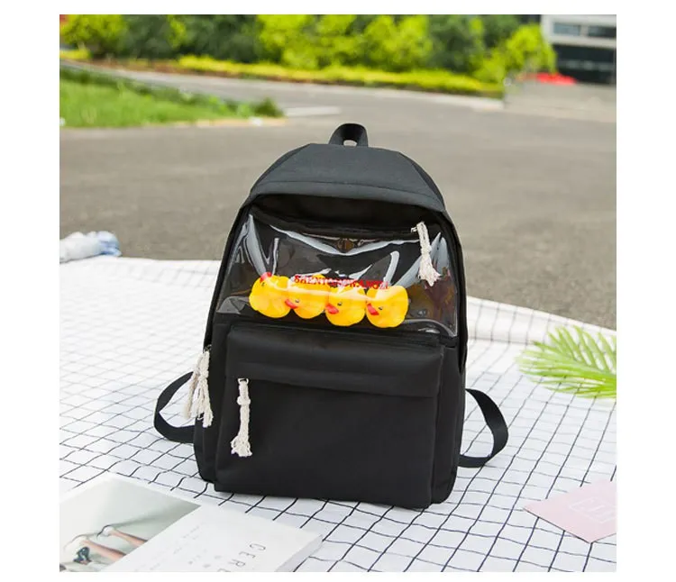 Женский рюкзак Mochila, школьная сумка, модный холщовый женский рюкзак с милой уткой, сумка на плечо для девочки-подростка, повседневный рюкзак M254