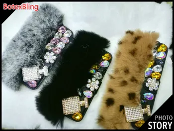 

Luxury diamond bottle fluffy plush fur wallet leather case for iphone XS MAX case 11 pro max case 6 6S 7 8 plus s8 s9 s10 Plus