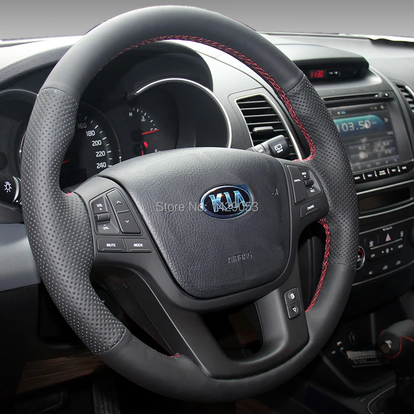 Чехол на руль для KIA Sorento 2013 чехлы сделай сам из натуральной кожи Прошитые