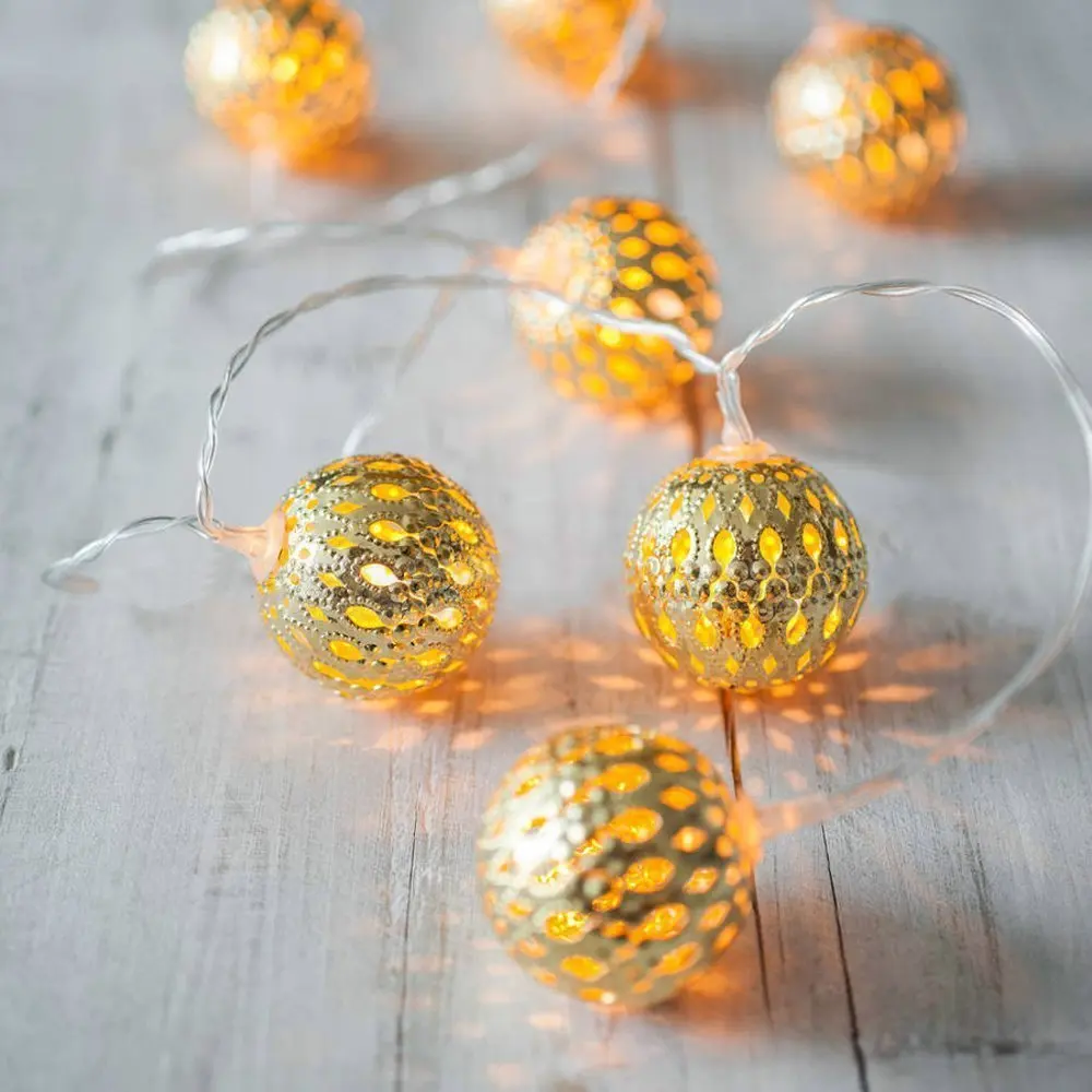 LED Globe String Lights Battery Operated 3M 30 LEDs Gold Moroccan for Bedroom Curtain Patio Lawn Landscape Fairy Garden Home | Лампы и
