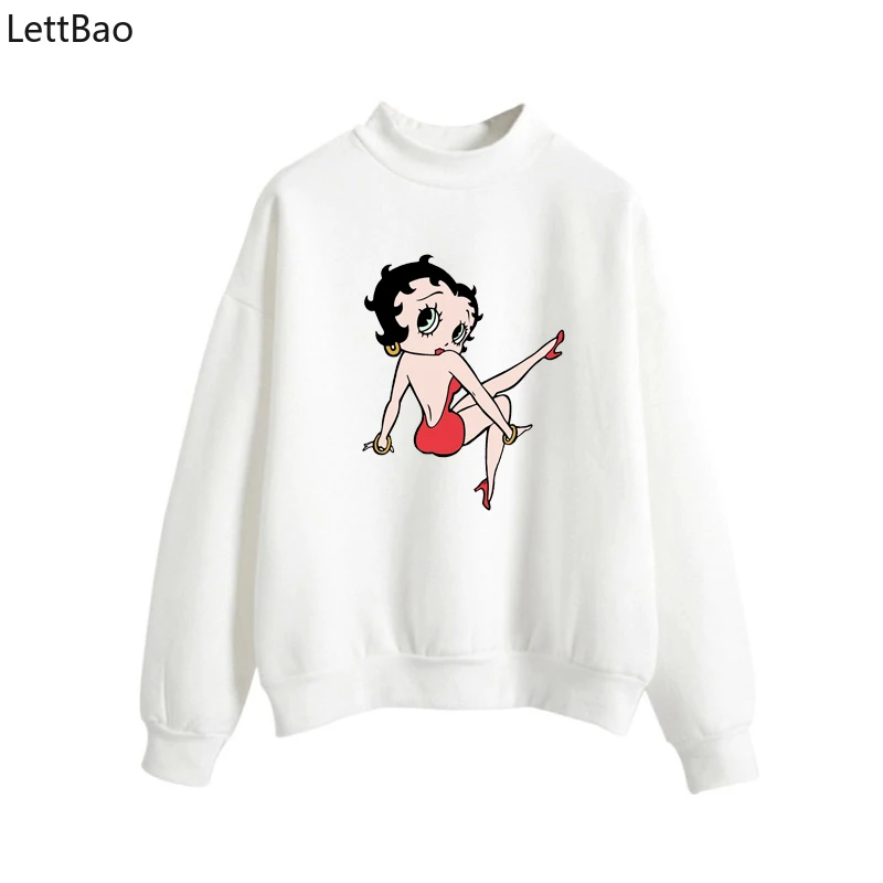  Betty Boop Cartoon Vogue Style Female Hoodies Women Harajuku Sweatshirt Print Casual Vintage Street