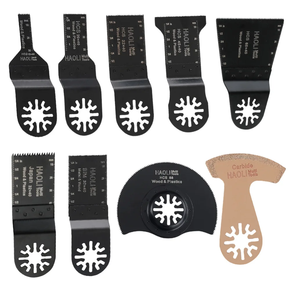 9 pcs/set Oscillating Tool Saw Blades Accessories Fit for Multimaster Power Tools as Fein, Dremel, Bosch 9 pcs/set Oscillating Tool Saw Blades Accessories Fit for Multimaster Power Tools as Fein, Dremel, Bosch
