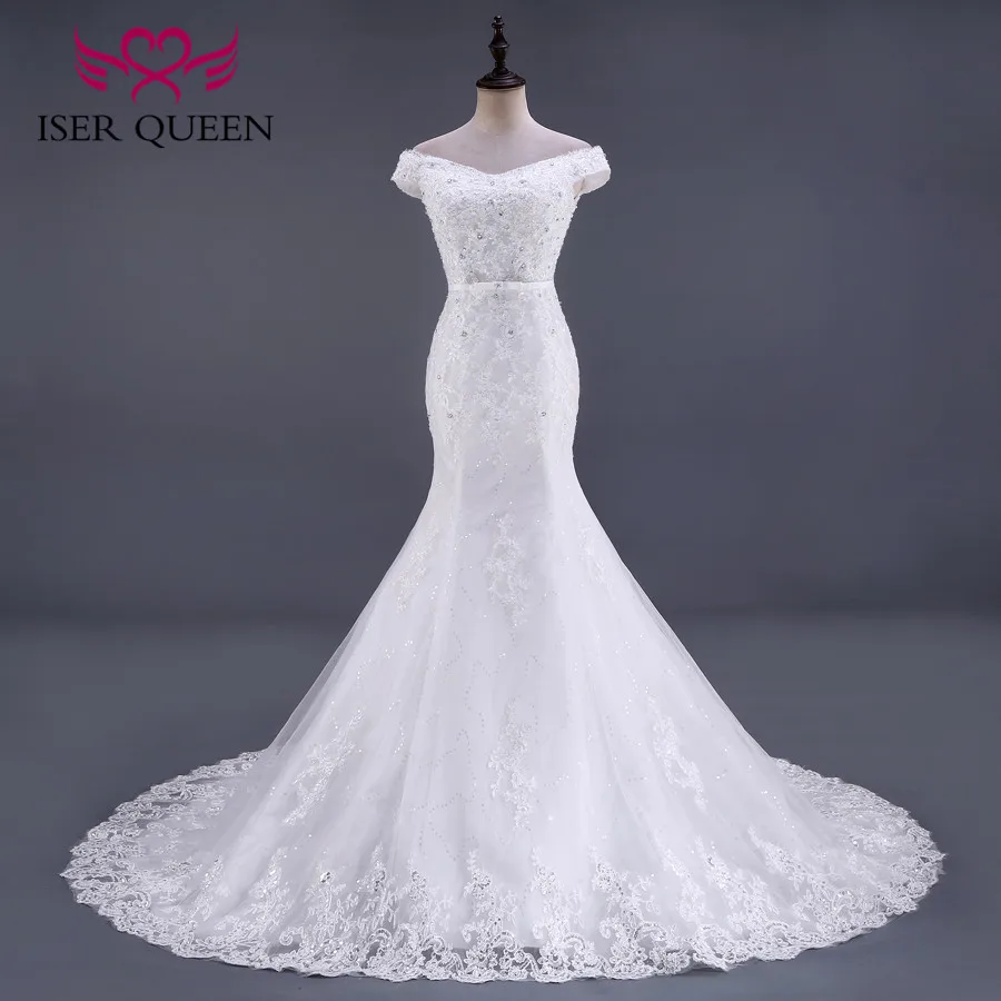 

Crystal Beading Quality African Mermaid Wedding Dress 2019 Cap Sleeve Lace Up Pure White Plus Size Wedding Gown Dresses WX0081