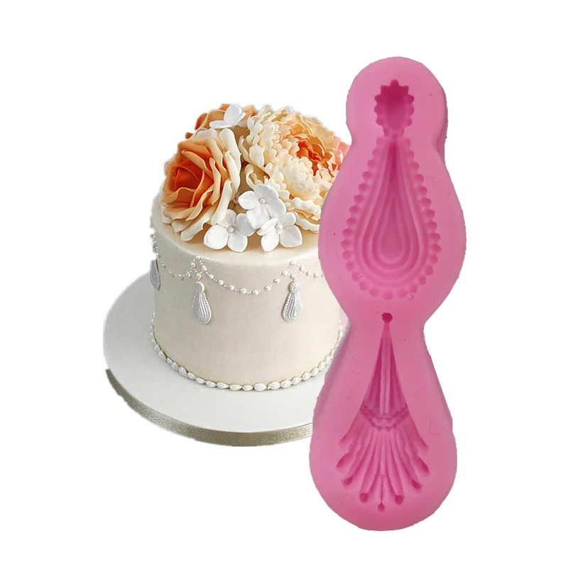 3D solid European lace series silicone cake decoration tools cake side flip mold baking mold2