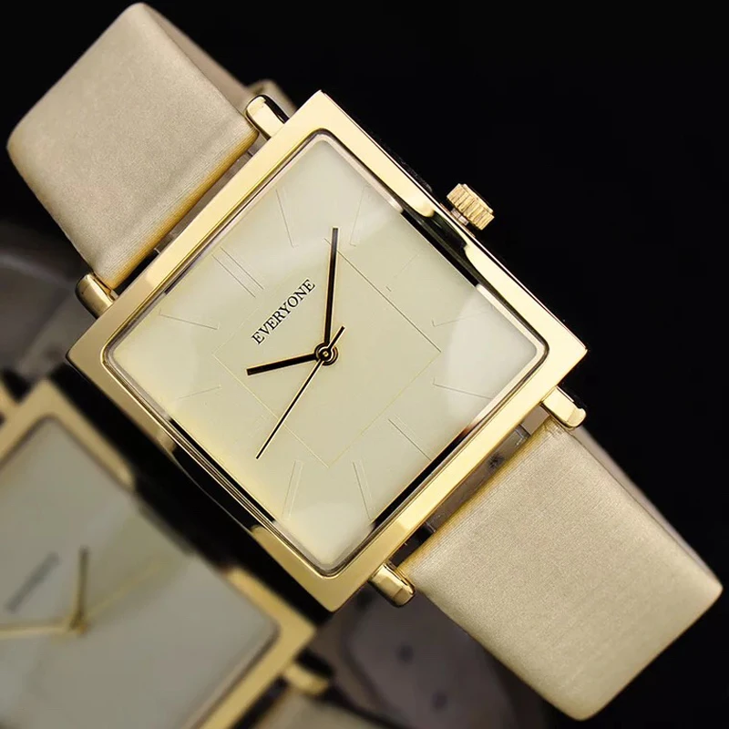 2018 New Genuine Leather Quartz Watch Lady Watches Women Luxury Antique Stylish Square Dress Watch Relogio Feminino Montre Femme