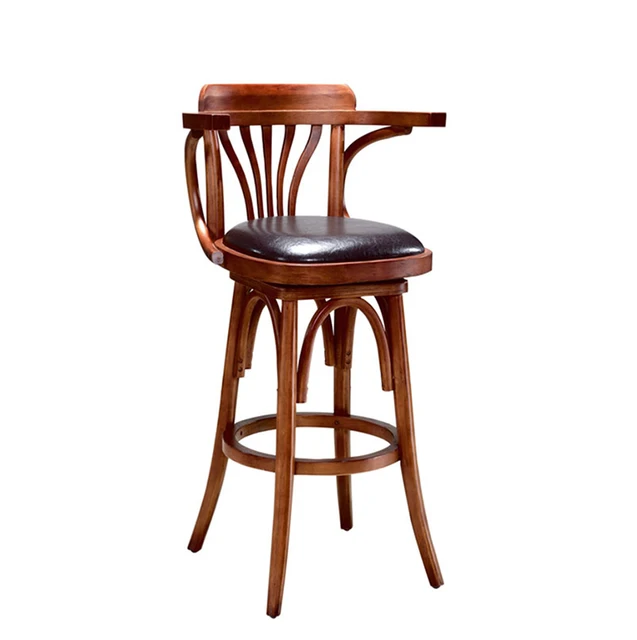 American Country Retro Bar Stool Solid Wood Chair Cafe High American Country Retro Bar Stool Solid Wood Chair Cafe High Armrest Back Table