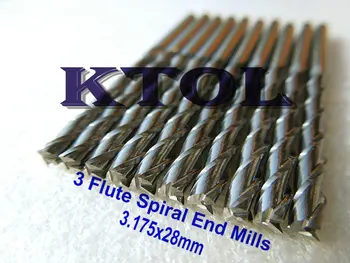 

Wholesale 10pc/set 3.175*28mm 3 Flute CNC Spiral Bit Carbide End Millinging Tools for Woodworking Router Milling Cutter CNC Tool