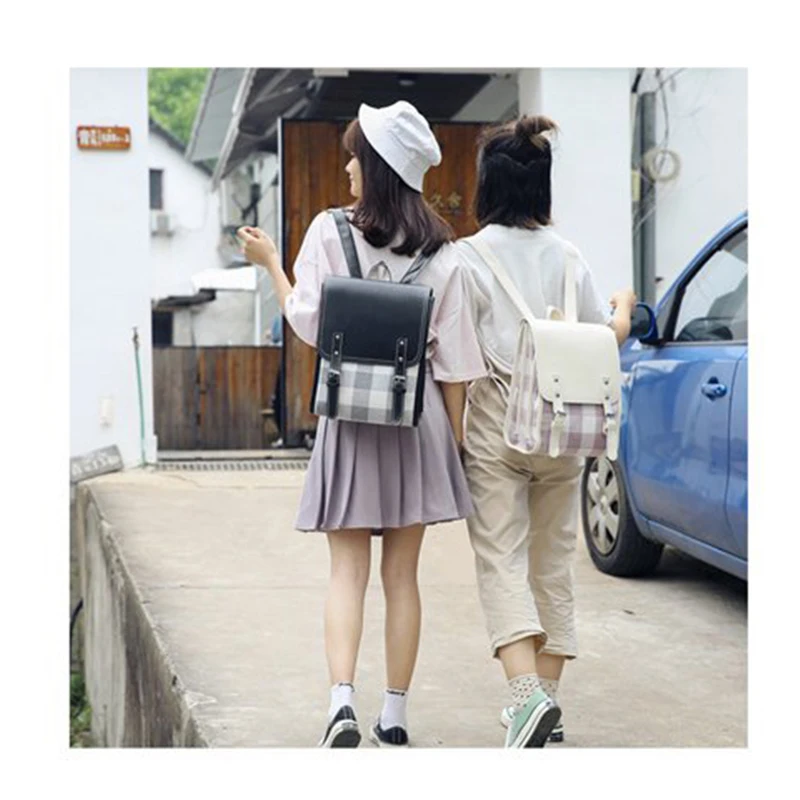 

2019 Women's Backpacks Classic Plaid Backpack Large Capacity Schoolbag Big Back Shoulder Bags Buckle Book Mochila
