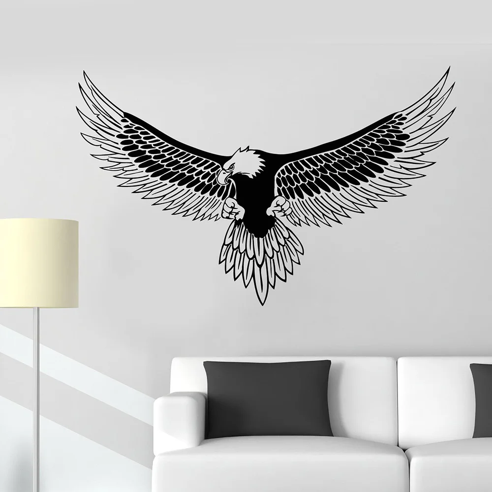 Белоголовый Орлан птица перья виниловые наклейки для стен Home Decor Книги по искусству стены наклейки