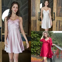 Кружевное сексуальное нижнее белье с глубоким v-образным вырезом женское белье, сексуальная ночная сорочка ночные рубашки для девочек, одежда для сна, ночное платье Для женщин, без рукавов, одежда для сна из искусственного шелка и сатина, пижамы, ночная рубашка