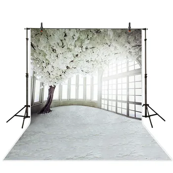 

Photography Background White Flower Tree 5x7 Vinyl Backdrops for Wedding Photography Bright Windows Indoor Scenic Photo Studio