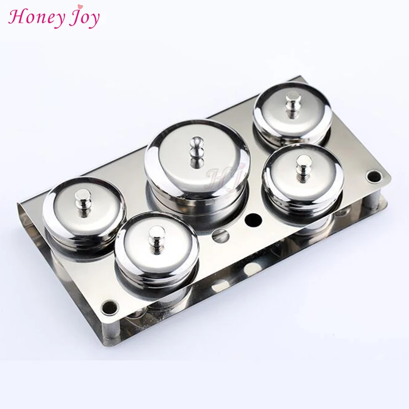 

Refillable 5 pot/set Anti-volatilization Stainless Steel Cup with Cover for Nail Art Acrylic Liquid Powder Container Case Bottle