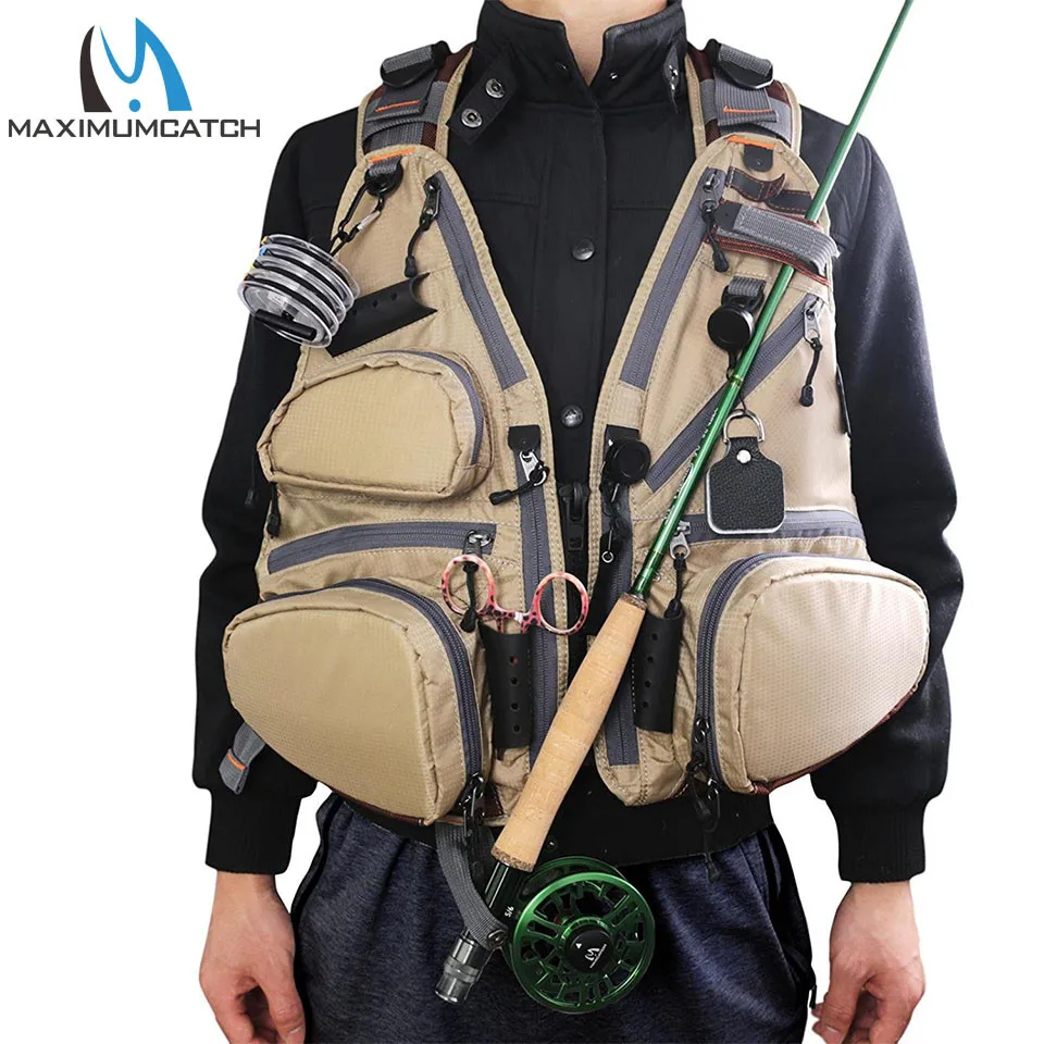 Colete de Pesca com Bolsos Ajustável-tamanho de Malha Mochila de Pesca com Mosca Jaqueta de Pesca Maximumcatch Multifuncionais Fly 8 Cheap Coletes de pesca