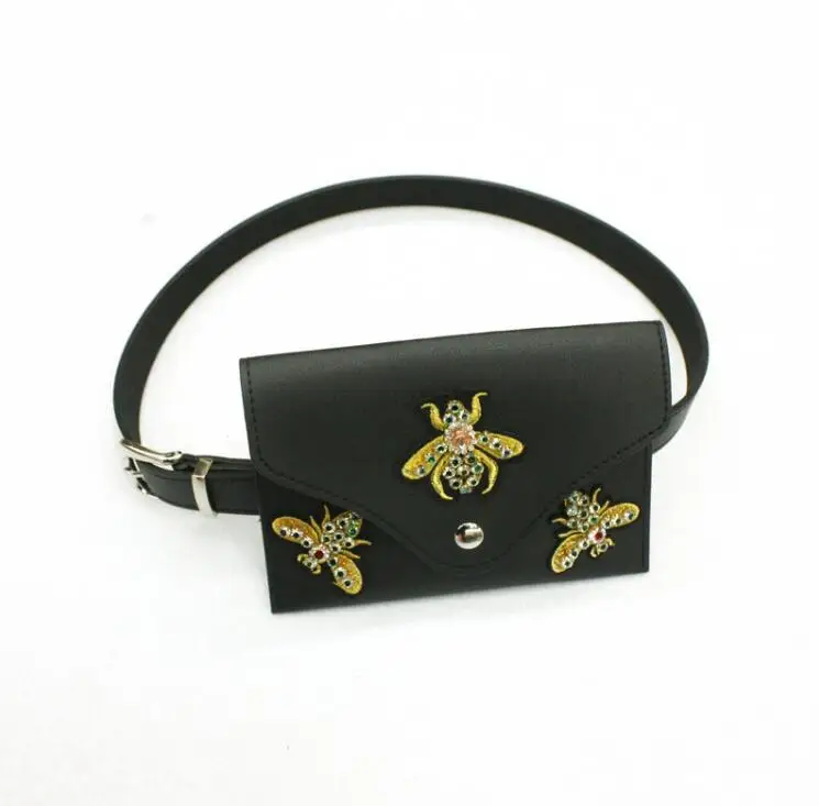 Mihaivina, панк стиль, Череп, декоративный пояс, сумки, модные, Фанни-пакеты для женщин, кожа, женский, поясная сумка на пояс - Цвет: small bee