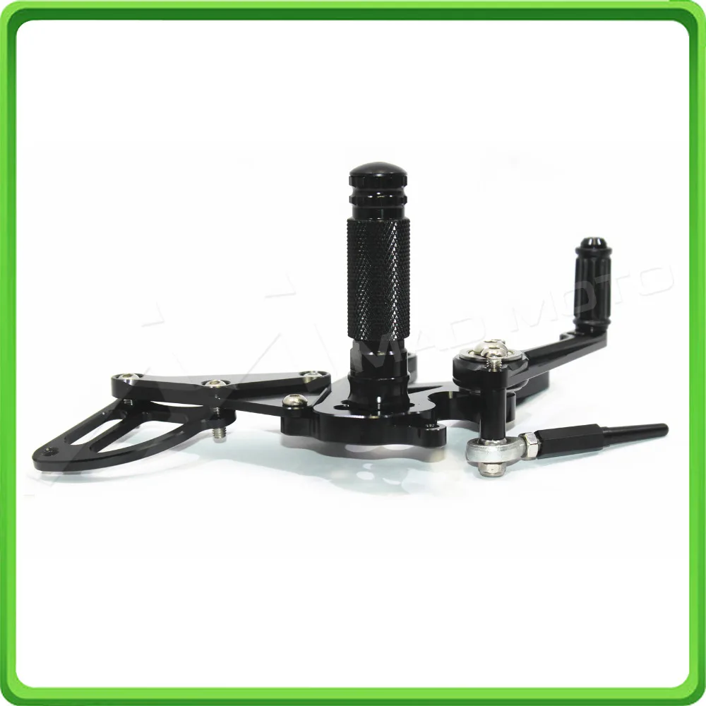 CNC Adjustable Rear Sets Rearset Footrest Foot Rest Pegs for Aprilia RSV4 ( R  FACTORY ) APRC ABS 2013 2014 2015 2016 Black (9)