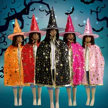 Интересный костюм на Хэллоуин, шляпа ведьмы, плащ, вечерние костюмы, украшение в виде звезды, шляпа ведьмы, реквизит для костюмов LXY9 AU22