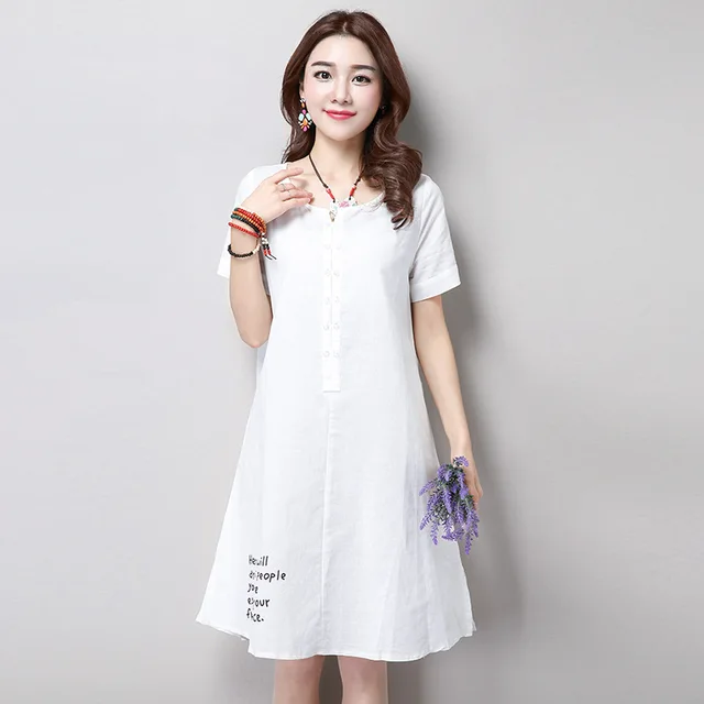 short white linen dress