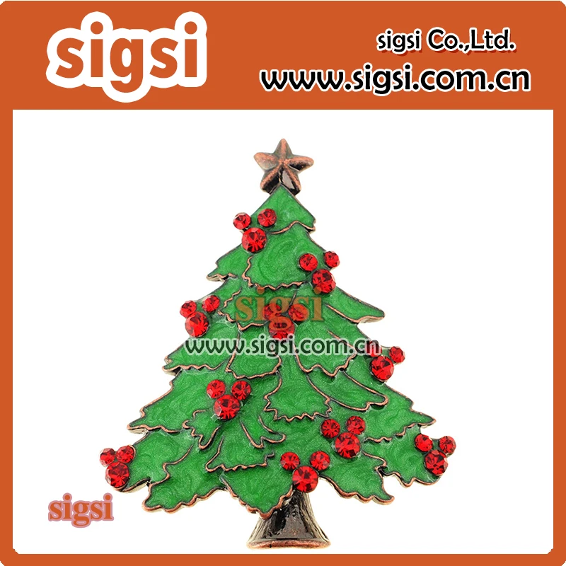 

50mm shiny crystal rhinestone christmas tree brooch decor