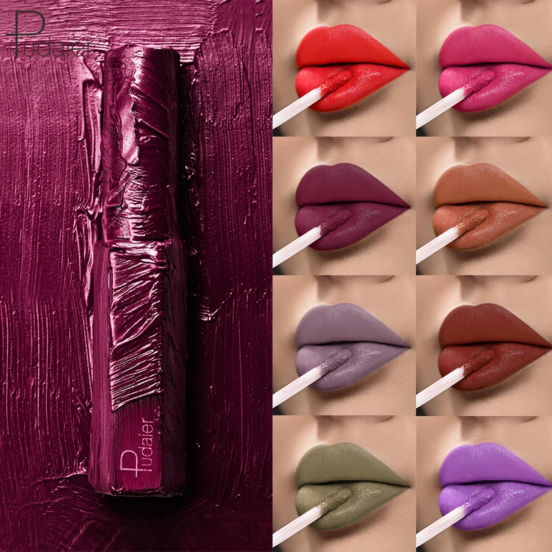 

1Pcs Pudaier Brand Makeup New Semi-gloss Semi-moisturizing Lip Gloss Durable Non-fading Liquid Lipstick Long Lasting Cosmetics
