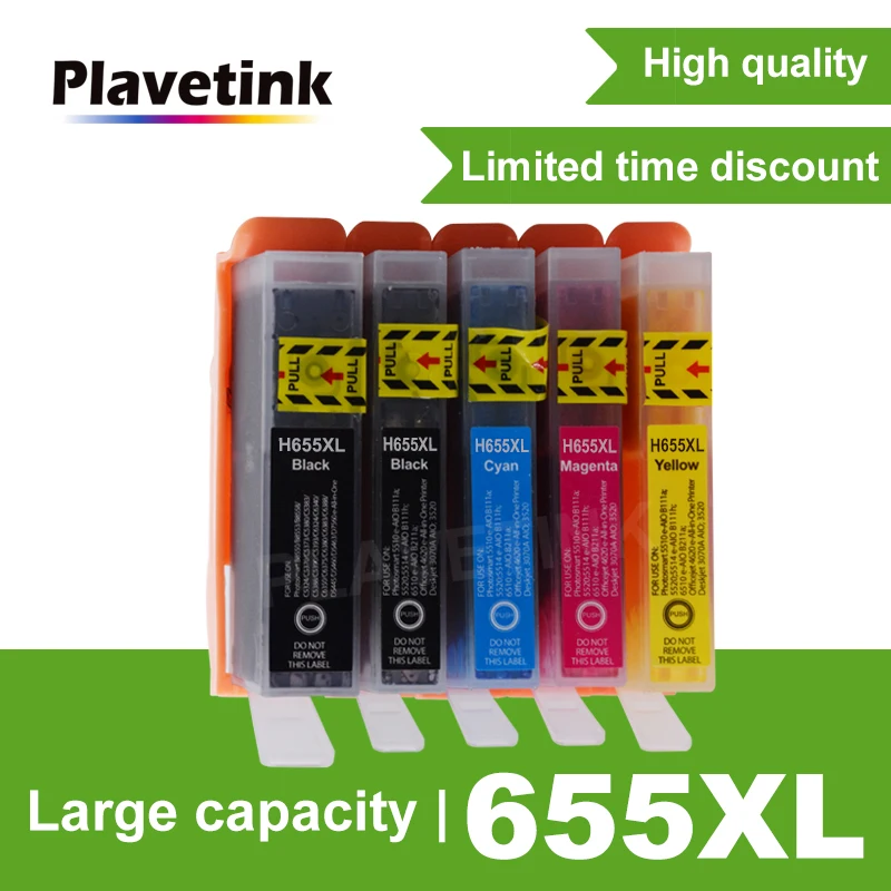 Plavetink 5PCS Ink font b Cartridge b font Replacement For HP 655 XL For HP655 Deskjet