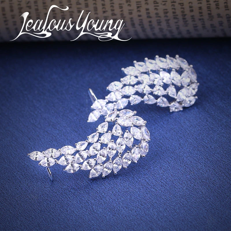 Новинка, очаровательные женские серьги-гвоздики, ювелирные изделия, модные Крылья ангела, серьги с перьями, ювелирные изделия с фианитами Brincos aros AE048