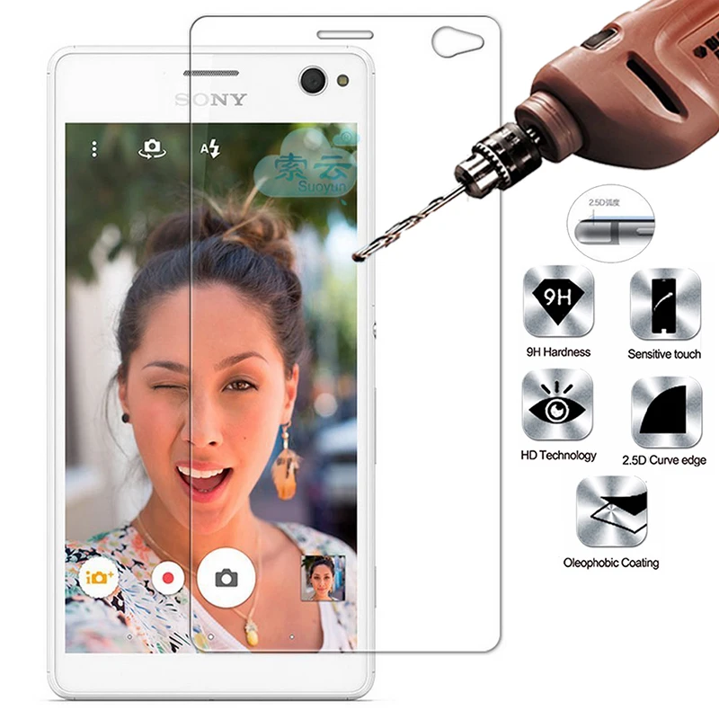 2.5D Закаленное стекло для Sony Xperia C4 9H Высокое качество Взрывозащищенная защитная