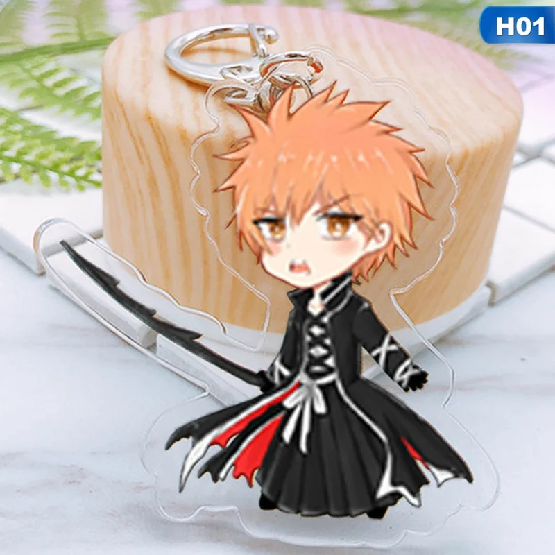 

BLEACH Acrylic Cosplay Pendant Keychain Kurosaki Ichigo Inoue Orihime Ishida Uryuu Small Gift Bag Breloki Lovely Fashion Llavero