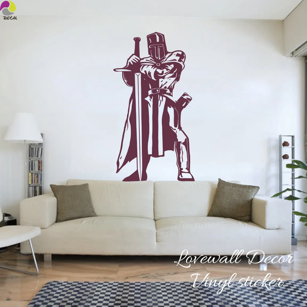 Knight Warrior Wall Sticker Kids Room Living Room Lego Medieval Dragon Slayer Sword Solider Army Wall Decal Bedroom Vinyl Decor (3)