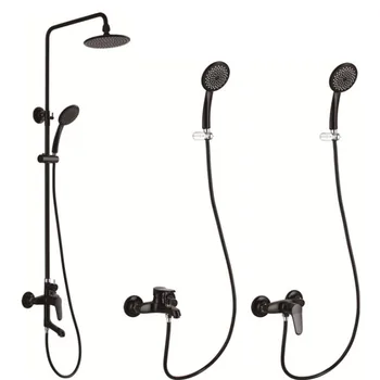 

Bathroom Antique Black Oil Paint Solid Brass Shower Set Wall Mounted Rainfall Shower Mixer Tap Faucet Hot and Cold Mixer Valve