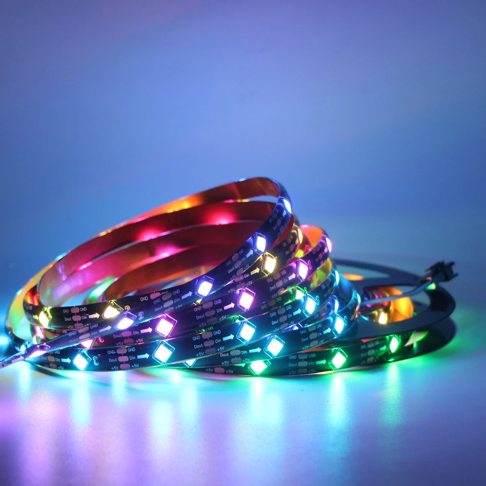 5 m Светодиодные ленты света WS2812B ws2812 гибкие программируемый индивидуальный адресуемый RGB 5050 SMD водонепроницаемый сон Цвет ленты лампы