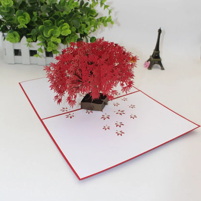  New Creative 3D DIY Red Maple Leaf Wish Crad Fashion Wedding Party Invitation Cards Upscale Event P - 32989675101