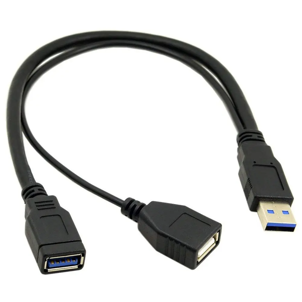 

USB 3.0 Female to Dual USB Male Extra Power Data Y Extension Cable for 2.5 inch Mobile Hard Disk