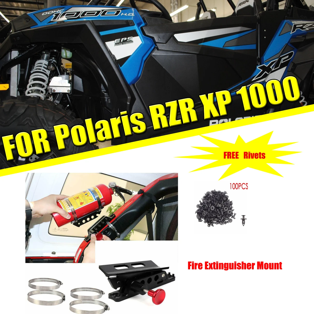 Fire Extinguisher Mount Roll Cage Kit w/Free Rivet UTV for Can Am