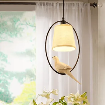 

YWXLight E14 Cloth Bird Chandelier Country Restaurant Living Room Bedroom Creative Simple Lighting Chandelier AC 220V