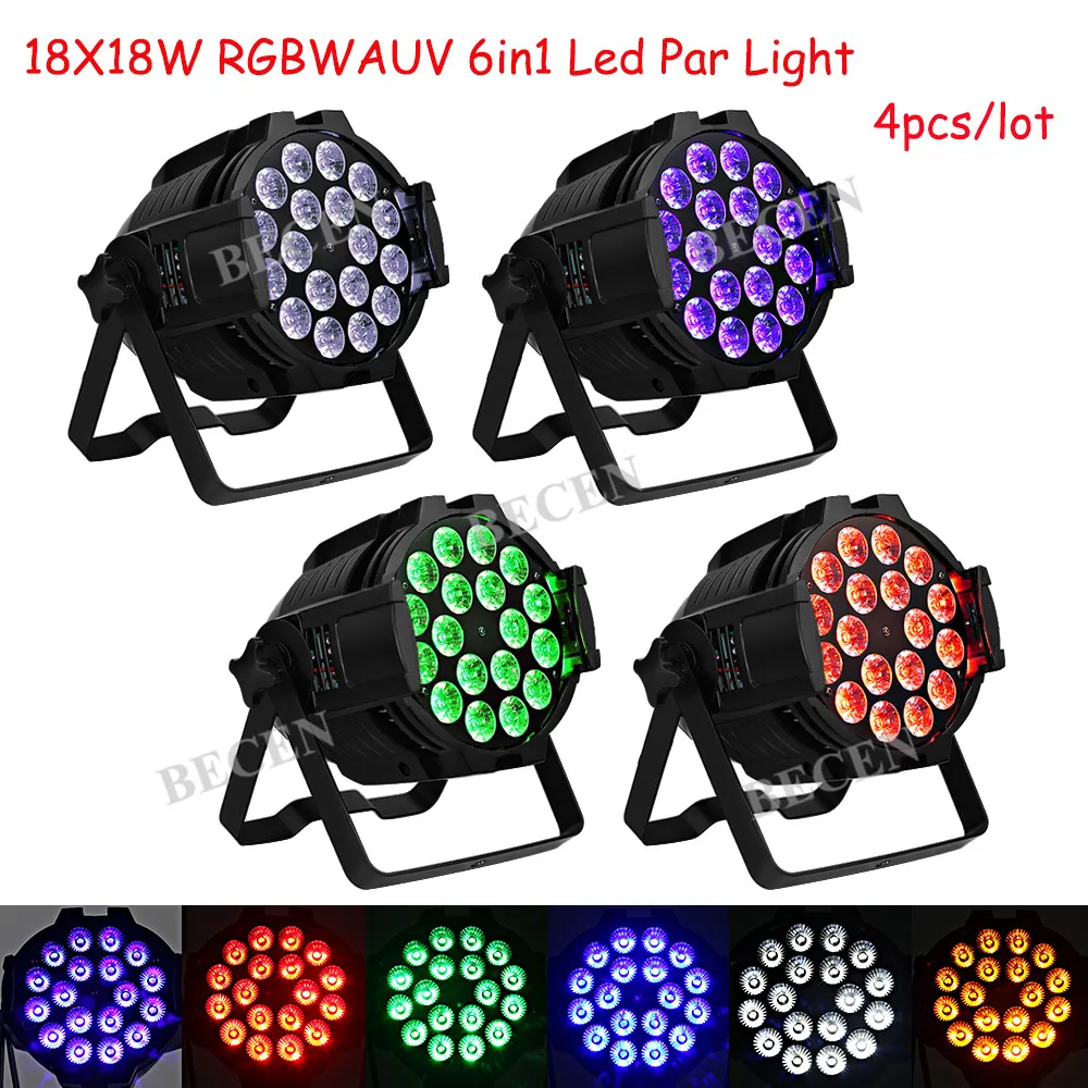 4 шт. 18x18 Вт Led Par свет RGBWA УФ 6in1 PAR свет этапа лампы DMX 512 для свадьбы Гирлянда для рождественской вечеринки