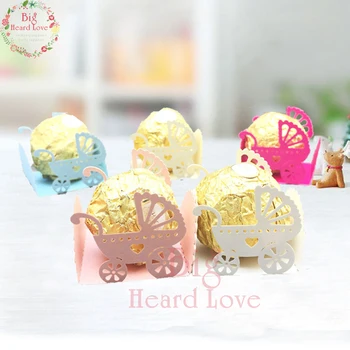

50pcs/lot Baby Carriage Laser Cut Candy Bar Birthday Party Favors Chocolate Wrappers Bar Baby Shower Party Gifts and Supplies